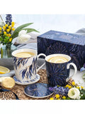 Sara Miller fine china mug and coaster set indigo white 344ml, imported from the UK