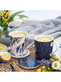 Sara Miller fine china mug and coaster set indigo white 344ml, imported from the UK