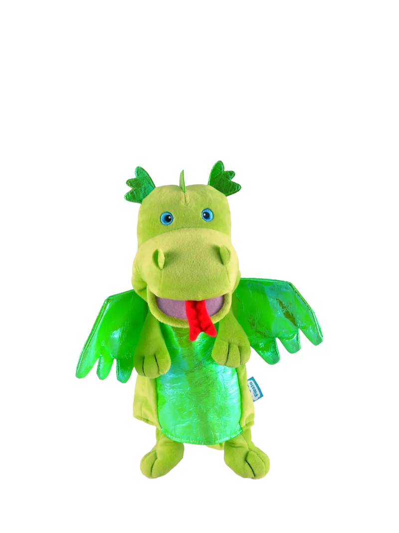 Bigjigs Toys green dragon hand puppet (British brand)
