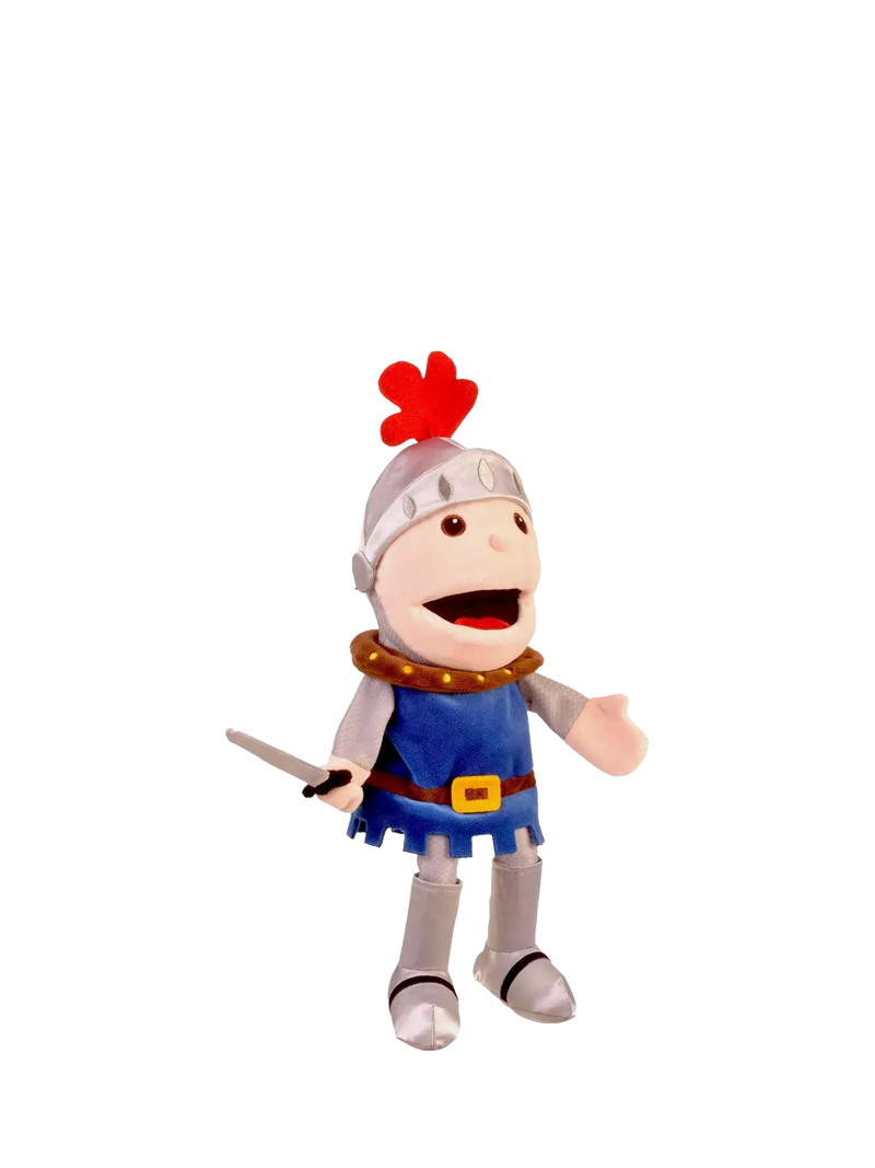 Bigjigs Toys knight hand puppet with moving mouth, imported from the UK