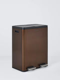 John Lewis 2 Section Recycling Bin, with Handles, 60L - Stainless Steel