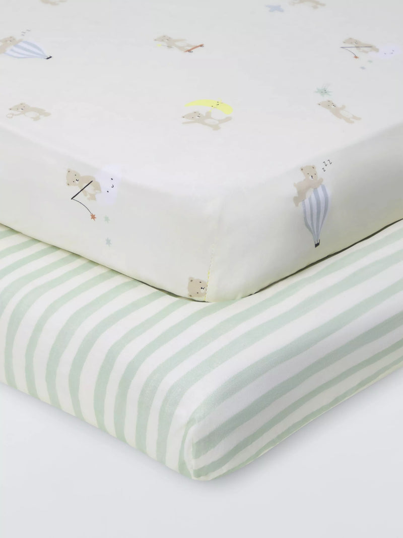John Lewis Daydream Bear fitted cotbed sheets pack of 2 - British product