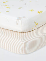 John Lewis John Lewis Safari Fitted Cotbed Sheets Pack of 2 Multi- Buy online at McGrocer