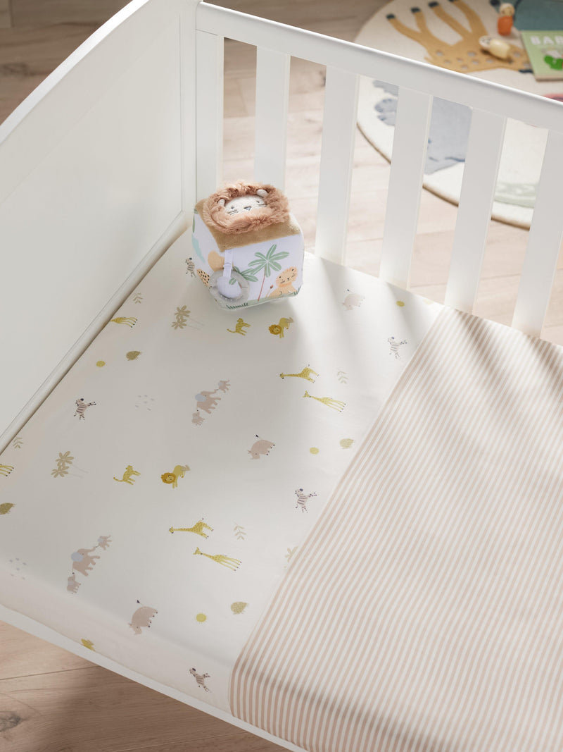 John Lewis Safari fitted cotbed sheets pack of 2 multi (British brand)
