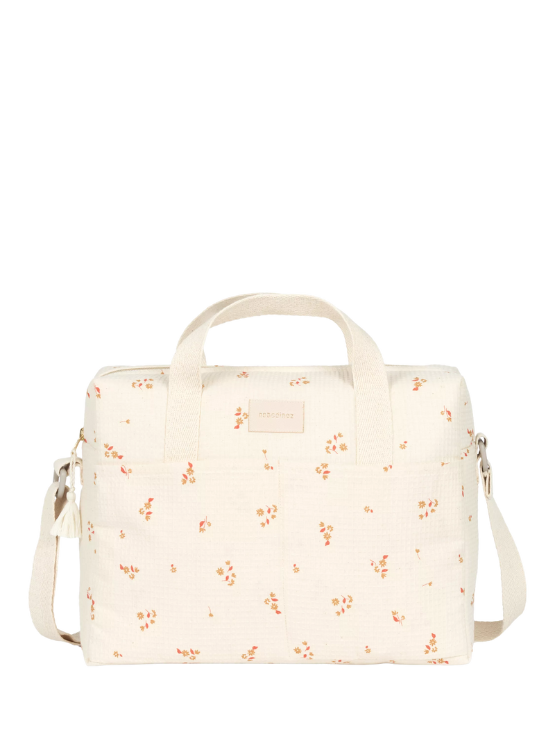 Nobodinoz Gala changing bag yellow lily organic cotton, UK version