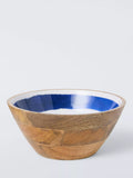 John Lewis Coastal Mango Wood Salad Bowl, 24cm, Blue/Natural
