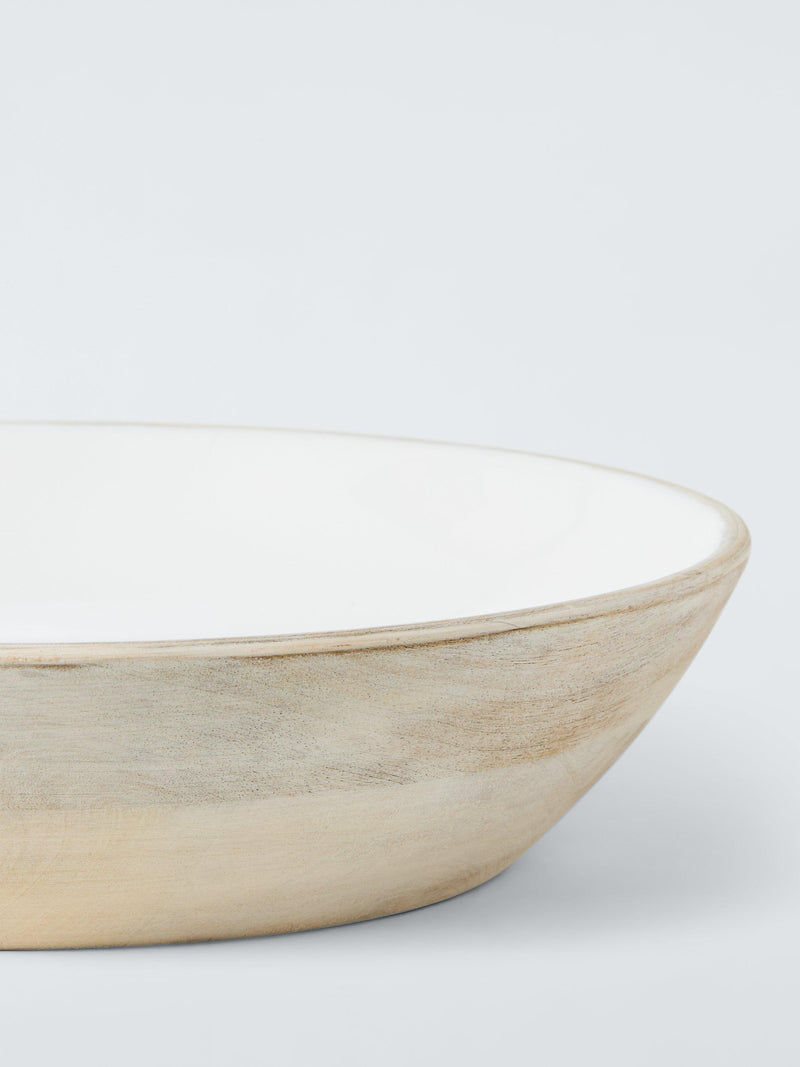 John Lewis white enamel mango wood serve bowl 35cm, imported from the UK