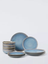John Lewis John Lewis Artisan Stoneware Dinnerware Set 12 Piece Light Blue- Buy online at McGrocer