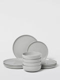 John Lewis dinnerware set speckle glaze grey 12 piece, imported from the UK