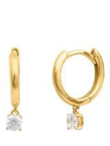 John Lewis LARNAUTI Annecy 18ct Vermeil Lab Grown Diamond Round Solitaire Charmed Hoop Earrings 0.20ct- Buy online at McGrocer