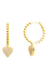 John Lewis LARNAUTI Lab Grown Diamond Pave Heart Bead Charm Hoop Earrings 0.20ct- Buy online at McGrocer
