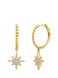LARNAUTI 18ct vermeil 0.12ct lab grown diamond star charm hoop earrings, imported from the UK