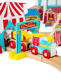 Bigjigs Toys wooden fun fair train set (British brand)