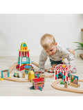Bigjigs Toys wooden fun fair train set (British brand)