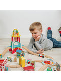 Bigjigs Toys wooden fun fair train set (British brand)