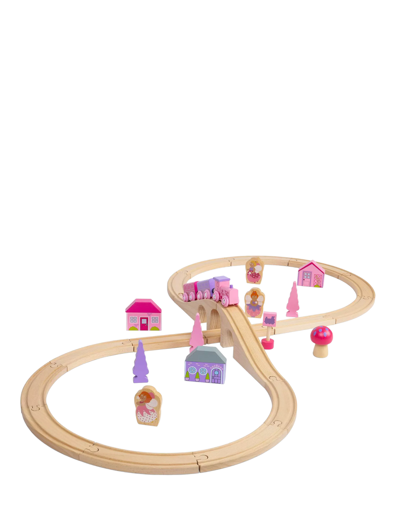 Bigjigs Toys wooden fairy pink train set 35 pieces (British brand)
