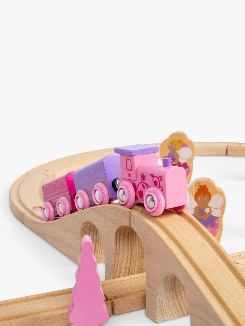Bigjigs Toys wooden fairy pink train set 35 pieces (British brand)