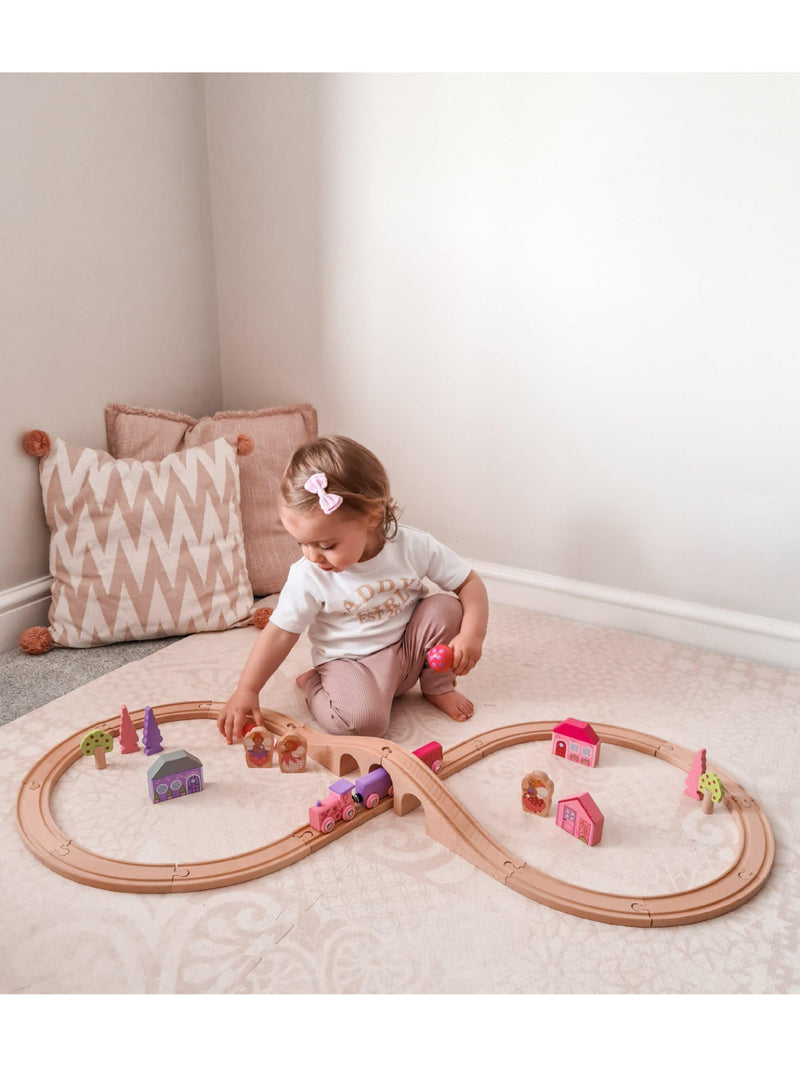Bigjigs Toys wooden fairy pink train set 35 pieces (British brand)