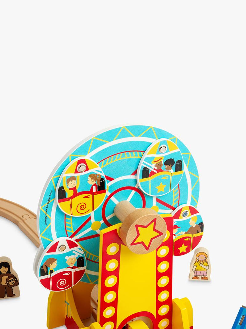Bigjigs Toys wooden Ferris wheel train tunnel, imported from the UK