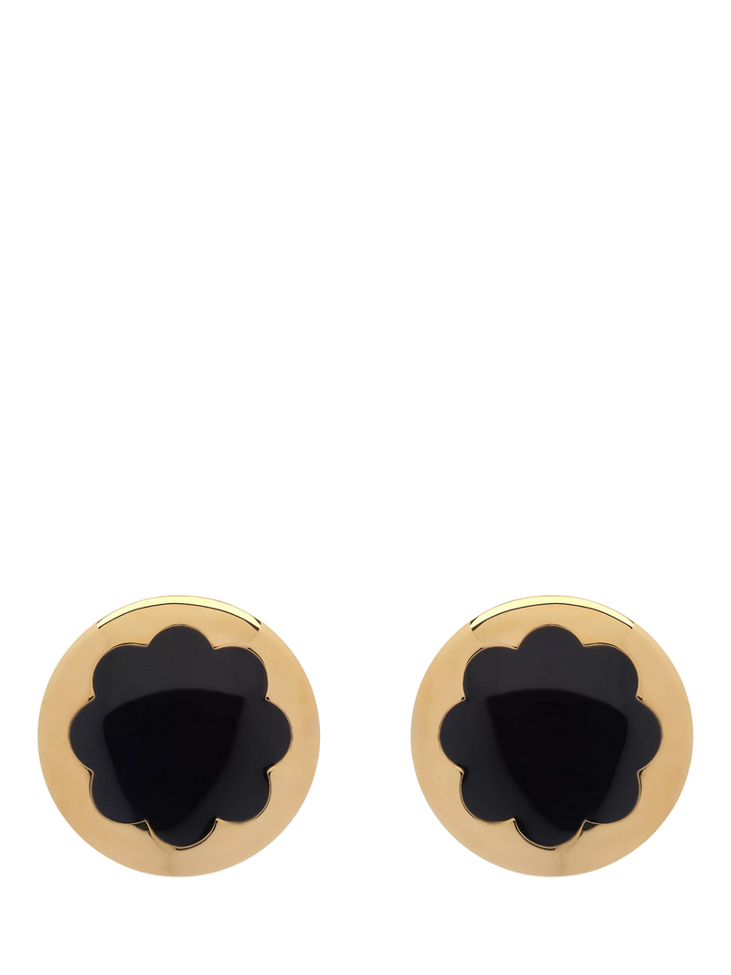 Emma Holland jet enamel flower stud earrings black, imported from the UK