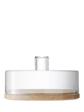 LSA International Lotta glass dome on ash wood board, British product