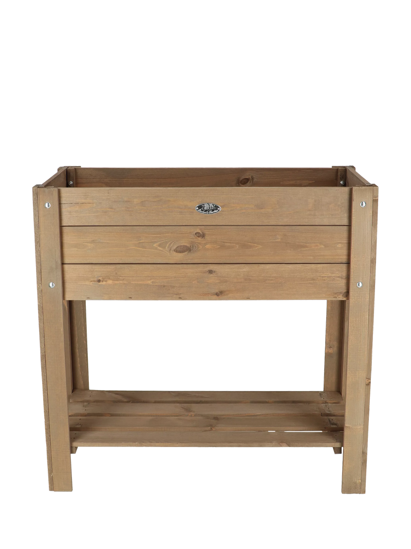 Fallen Fruits small spruce wood raised planter, imported from the UK