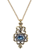 John Lewis Eclectica Pre-loved Faceted Stone Filigree Necklace Gold/Blue 40cm- Buy online at McGrocer