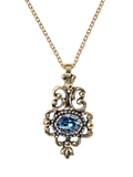 Eclectica pre-loved filigree gold pendant with blue stone - British product