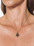 Eclectica pre-loved filigree gold pendant with blue stone - British product