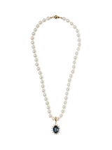 John Lewis Eclectica Pre-loved Detachable Crystal Pendant Necklace Blue/Cream 45cm- Buy online at McGrocer