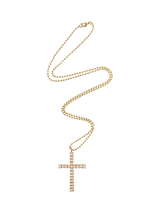John Lewis Eclectica Pre-loved Ball Chain Pearl Cross Pendant Necklace, Gold, 70cm- Buy online at McGrocer
