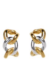 John Lewis Eclectica Pre-loved 18ct Gold and Rhodium Plated Chain Link Clip On Earrings- Buy online at McGrocer