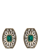John Lewis Eclectica Pre-loved Octagon Crystal Clip On Earrings, Green- Buy online at McGrocer