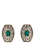 Eclectica pre-loved octagon clip-on earrings green crystals, imported from the UK