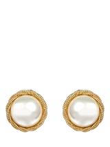 John Lewis Eclectica Pre-loved Pearl Twist Clip On Stud Earrings Gold/Cream- Buy online at McGrocer