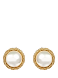 Eclectica pre-loved clip-on earrings faux pearl gold plate vintage, UK version