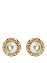 John Lewis Eclectica Pre-loved Pearl Cabochon Clip On Earrings Gold/Cream 1980s- Buy online at McGrocer