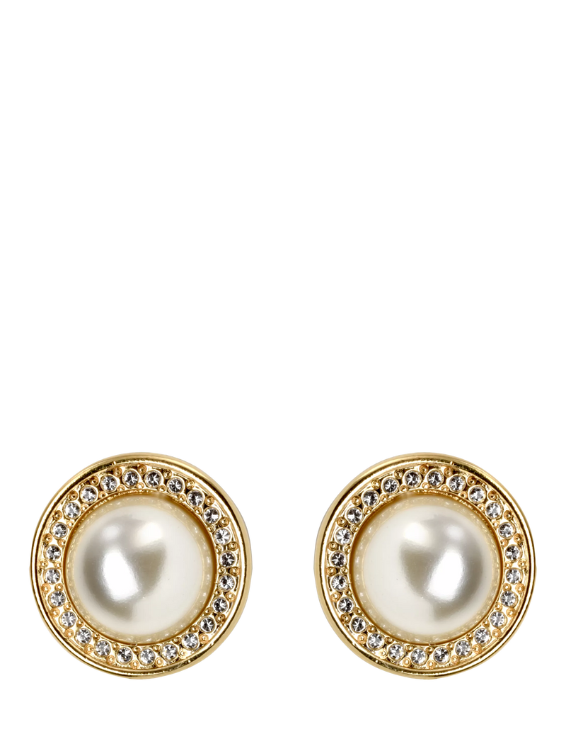 Eclectica pre-loved clip on earrings with faux pearl cabochon (British brand)