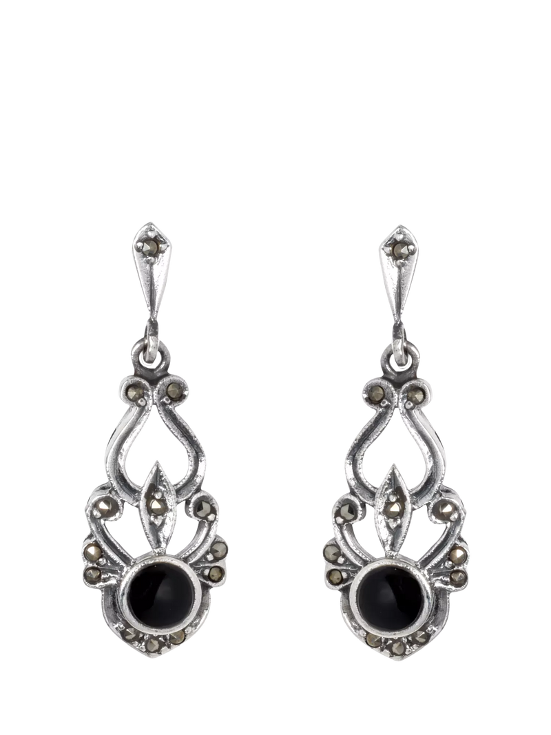 Eclectica onyx drop earrings sterling silver imported from the UK