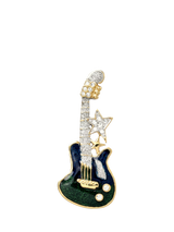 John Lewis Eclectica Pre-loved Crystal Guitar Brooch Green/Blue- Buy online at McGrocer