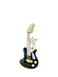 Eclectica pre-loved crystal guitar brooch green blue enamel 18ct gold plate (British brand)
