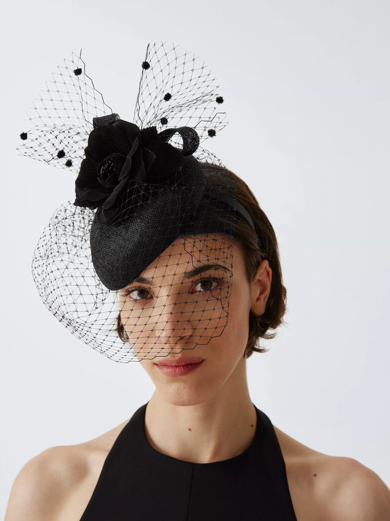 John Lewis Ambrose beret fascinator with veil, imported from the UK