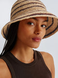 John Lewis stripe raffia bucket hat, imported from the UK