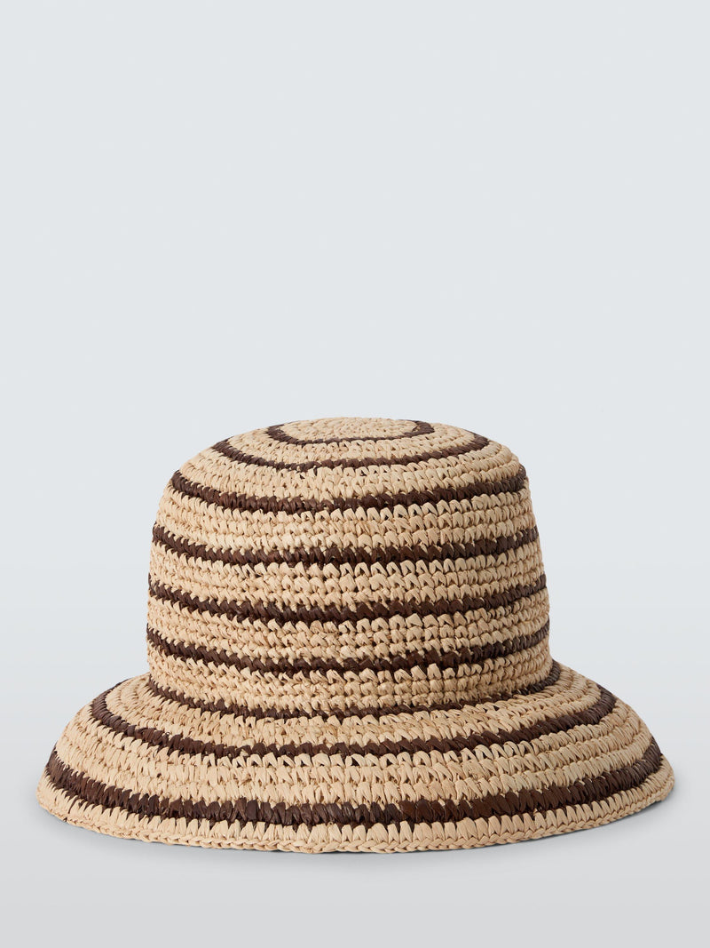 John Lewis stripe raffia bucket hat, imported from the UK