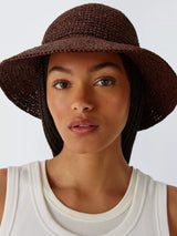John Lewis John Lewis Raffia Bucket Hat, Chocolate- Buy online at McGrocer