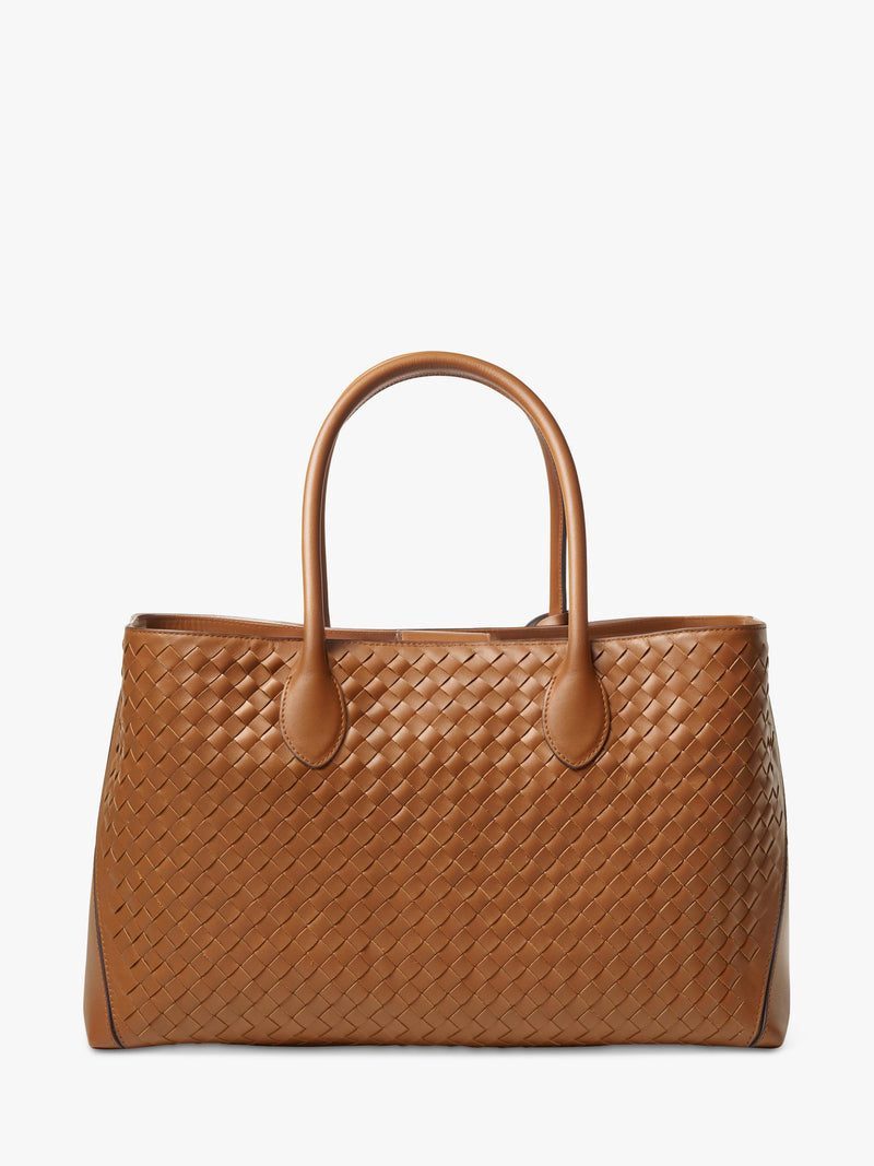 Aspinal of London tan woven leather tote bag, British brand
