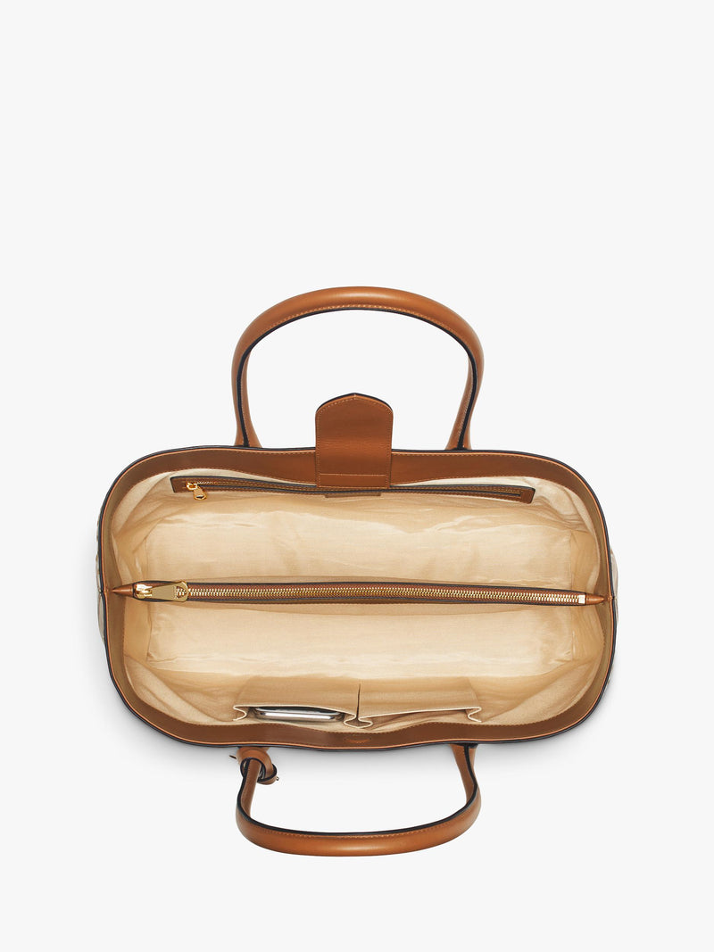 Aspinal of London tan woven leather tote bag, British brand