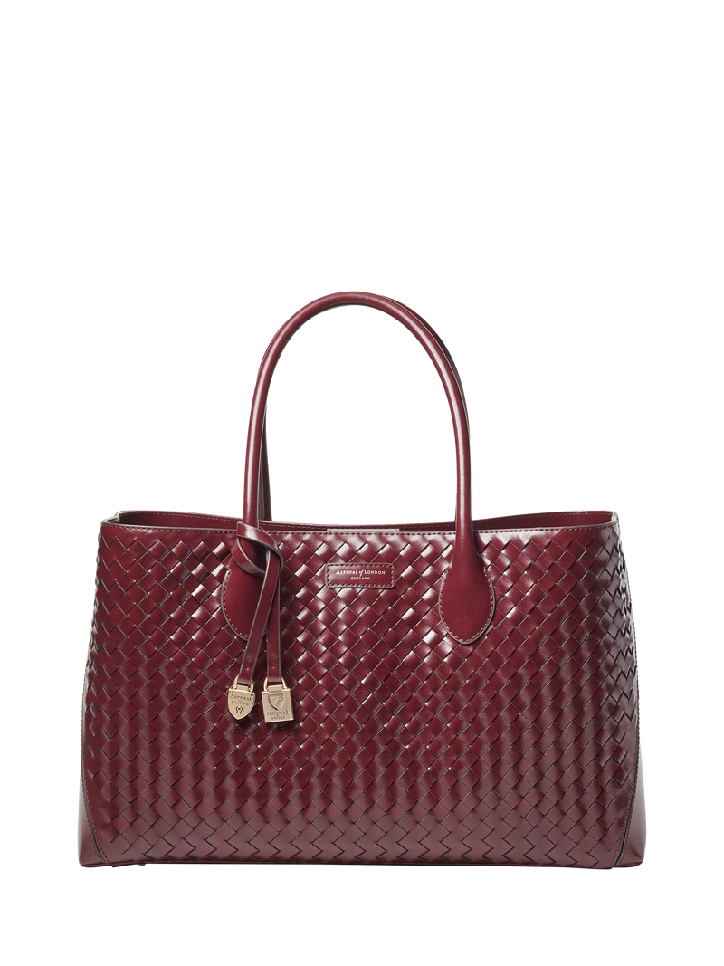 Aspinal of London leather tote bag burgundy - British product