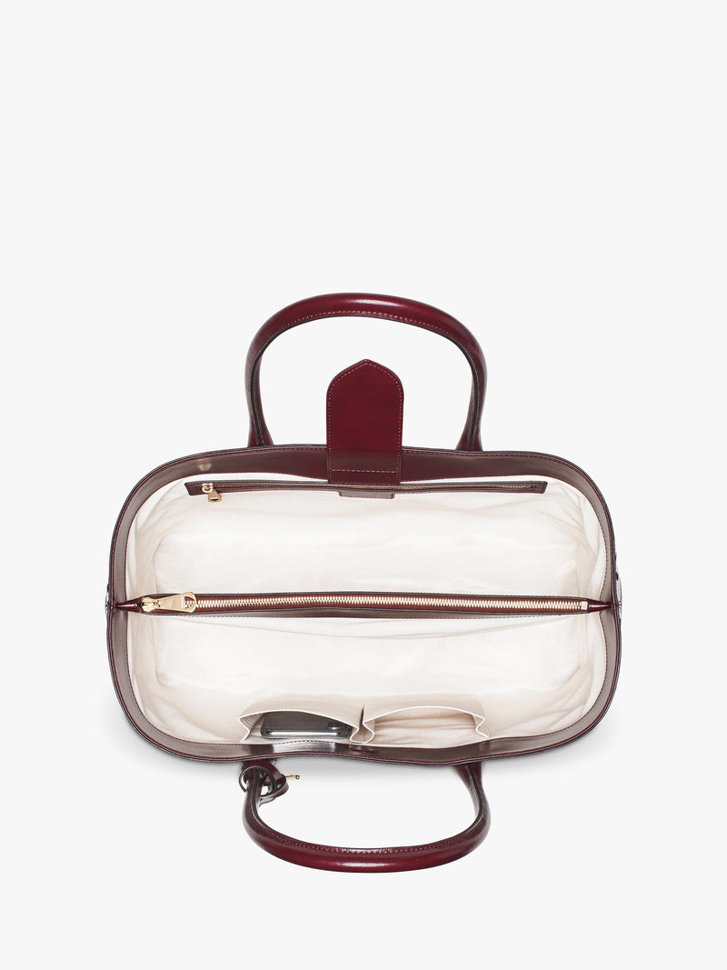 Aspinal of London leather tote bag burgundy - British product