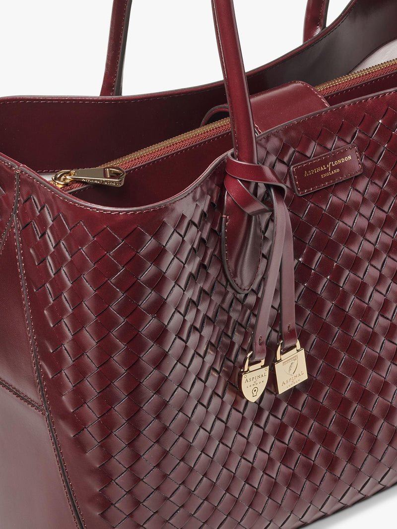 Aspinal of London leather tote bag burgundy - British product